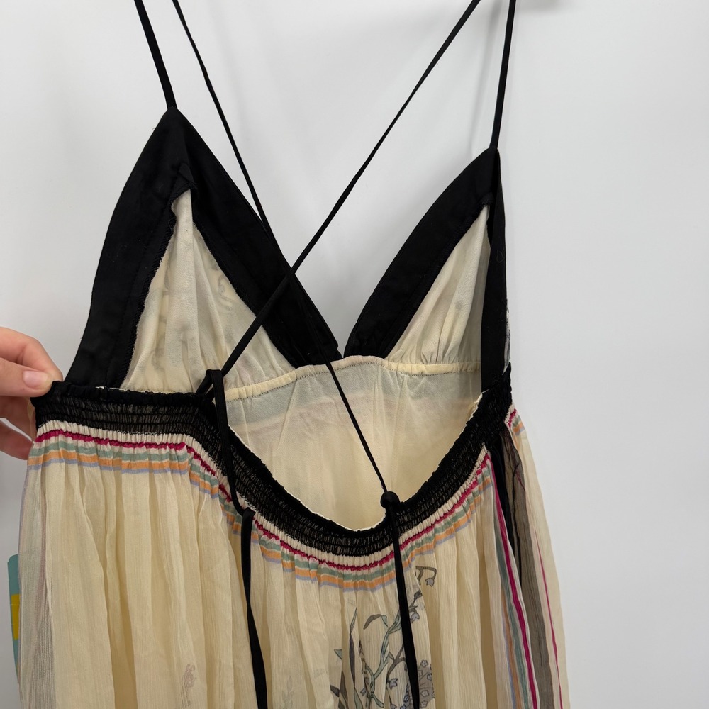 Vintage Y2K Forever 21 100% Silk Floral Maxi Dress NWT Boho Strappy Back M - Picture 6 of 10